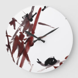 Reloj Redondo Grande Tuschekunst mit Schnecke und Rotem Bambus