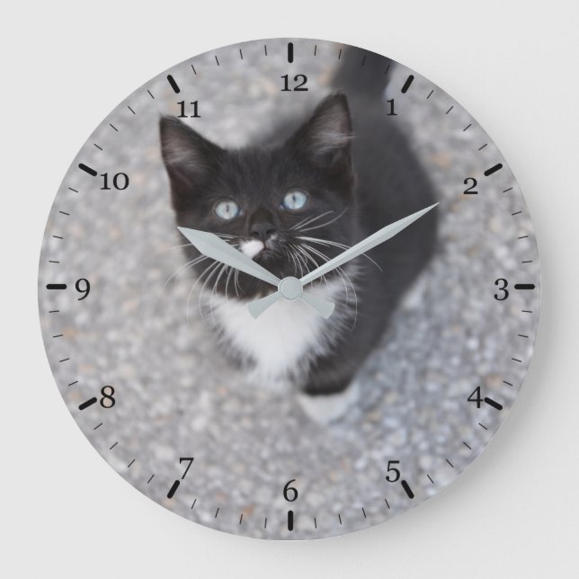 Reloj Redondo Grande Tuxedo kitten (Anverso)