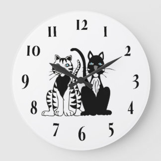Reloj Redondo Grande Twin Cartoon Cats