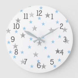 Reloj Redondo Grande Twinkle Baby Nursery Decour, estrellas de plata az