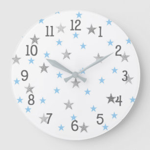 Reloj Redondo Grande Twinkle Baby Nursery Decour, estrellas de plata az
