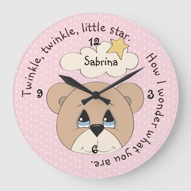 Reloj Redondo Grande Twinkle Star Rhyme Wall Clock (Anverso)