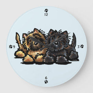 Reloj Redondo Grande Two Cairn Terriers