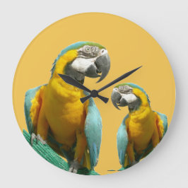 Reloj Redondo Grande Two Cute Parrots Round Wall Clock
