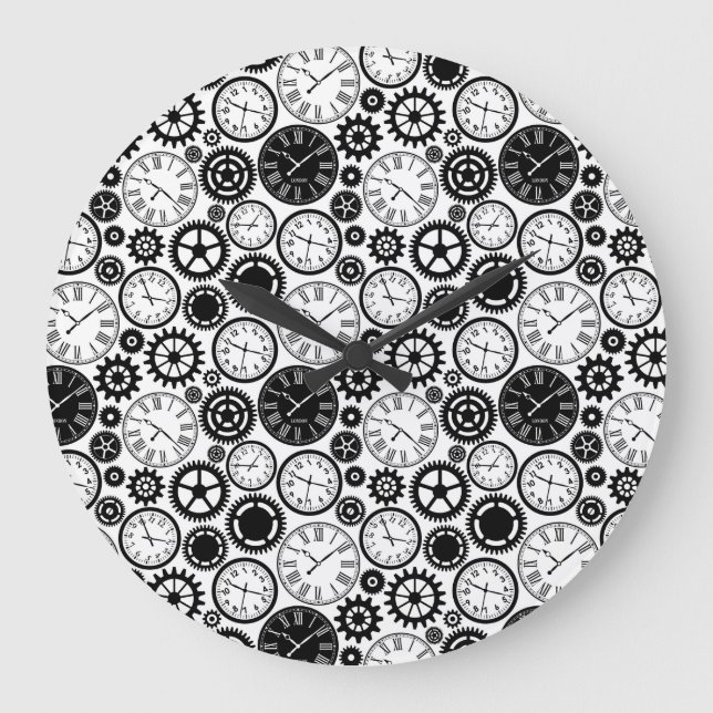 Reloj Redondo Grande Two images show a round wall clock with a black  (Anverso)