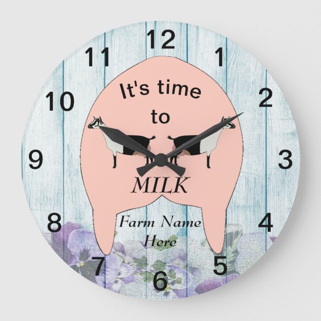 Reloj Redondo Grande Udder alpino de la granja de cabras lecheras (Anverso)