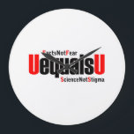 Reloj Redondo Grande UEqualsU HIV Science Not Stigma<br><div class="desc">Facts Not Fear Science Not Stigma - HIV awareness design for those living with HIV. Helps educate how undetectable equals untransmittable. >> Use for HIV positive family member, health, medical or social worker professional who educates to stop the fear, shame, injustice, and stigma surrounding HIV and AIDS. >> Customizable artwork....</div>