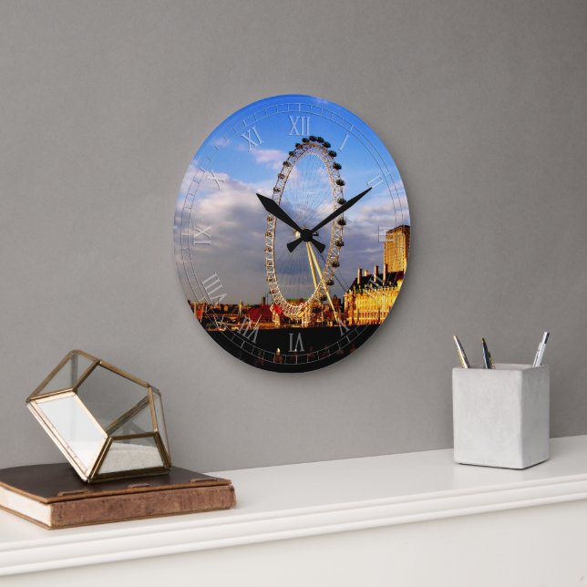 Reloj Redondo Grande UK Beautiful LONDON EYE Scenery (Oficina)