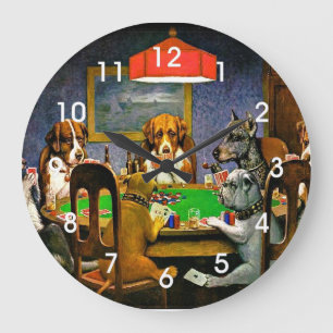 Reloj Redondo Grande Un amigo en necesidad, perros jugando póquer,