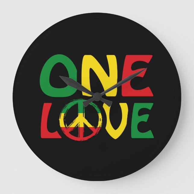 Reloj Redondo Grande Un amor, diseño de reggae (Anverso)