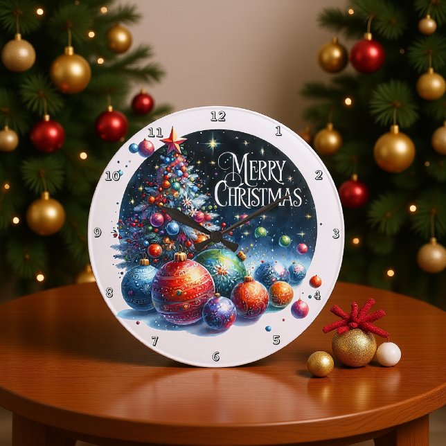 Reloj Redondo Grande Un árbol de Navidad y adornos festivos (Subido por el creador)