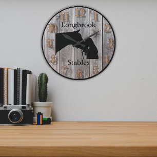 Reloj Redondo Grande Un Caballo Ama 3 Personalizables De Madera De Made