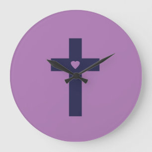 Reloj Redondo Grande Un Crucifijo con Corazón Arte de Amor Sagrado