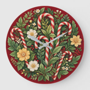 Reloj Redondo Grande Un dulce florecimiento navideño