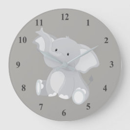 Reloj Redondo Grande Un elefante lindo bebé gris