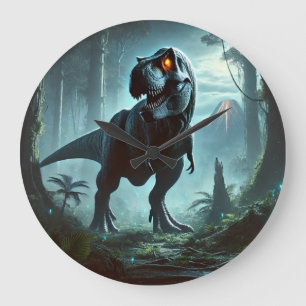 Reloj Redondo Grande Un enorme rex de Tyrannosauro
