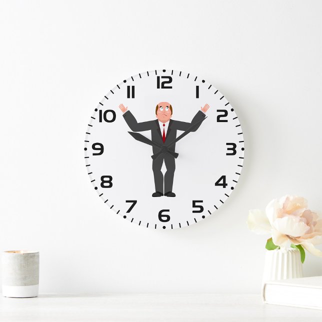 Reloj Redondo Grande Un extraño empresario calvo que se encoge de hombr (Subido por el creador)
