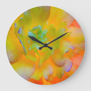 Reloj Redondo Grande Un florecimiento de begonia iluminado
