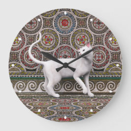 Reloj Redondo Grande Un gato en el reloj grande de mosaico