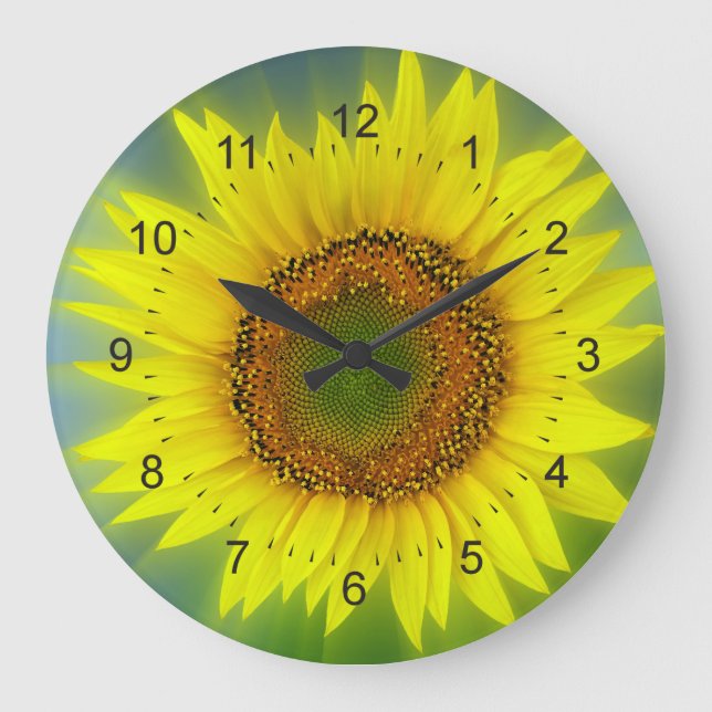 Reloj Redondo Grande un girasol brillante (Anverso)