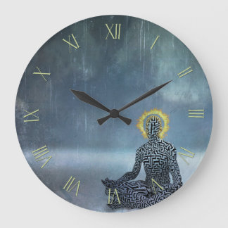 Reloj Redondo Grande Un hombre meditante. halo de inflamación
