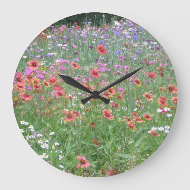 Reloj Redondo Grande Un Jardín de flores silvestres (Anverso)