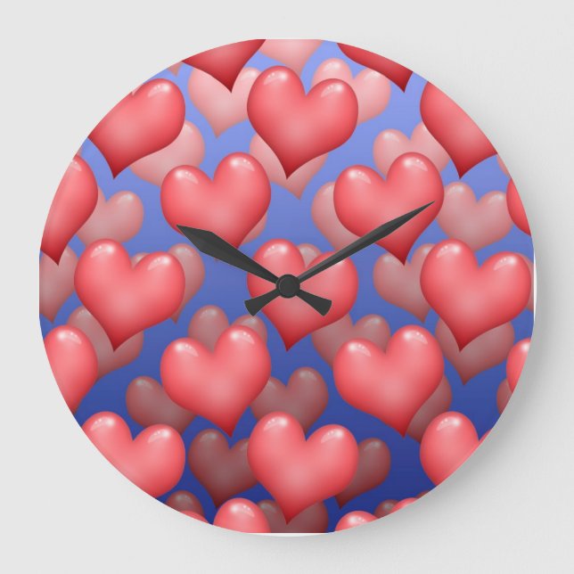 Reloj Redondo Grande Un montón de corazones (Anverso)