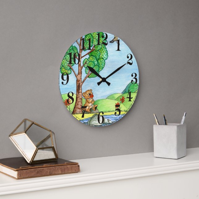 Reloj Redondo Grande Un País Rústico Con Flores (Oficina)