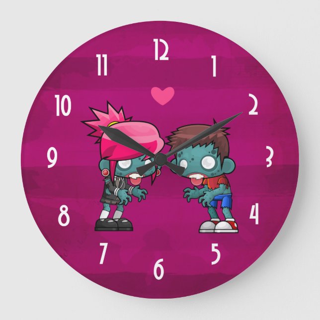 Reloj Redondo Grande Un par de zombis enamorados (Anverso)