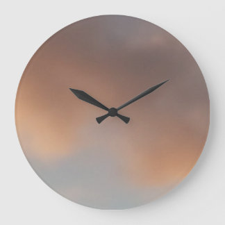 Reloj Redondo Grande Un paseo en las nubes 5 nubes rosas en un cielo az
