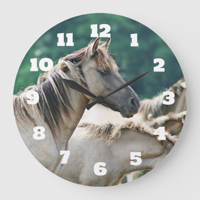 Reloj Redondo Grande Un rebaño de caballos de Brumby de Australia (Anverso)