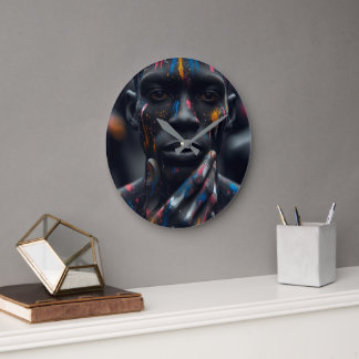 Reloj Redondo Grande Un retrato de cerca de un hombre colorido