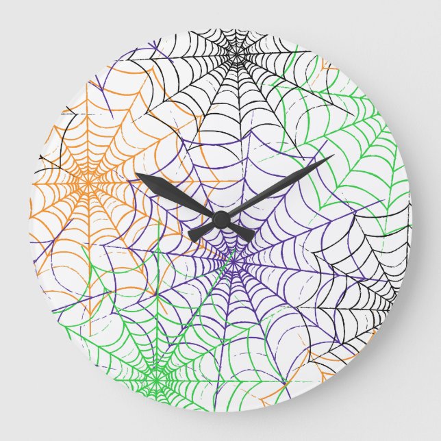 Reloj Redondo Grande Un simple patrón web de araña de Halloween (Anverso)