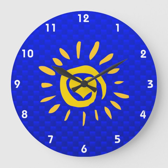 Reloj Redondo Grande Un sol y un corazón íntimos en azul (Anverso)