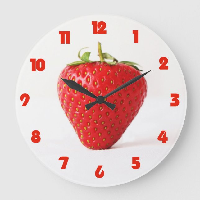 Reloj Redondo Grande Un wccn rojo de fresas grasas (Anverso)