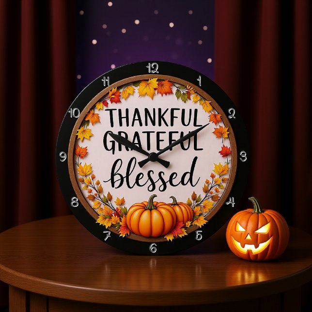 Reloj Redondo Grande Una calabaza agradecida, agradecida y bendecida (Subido por el creador)