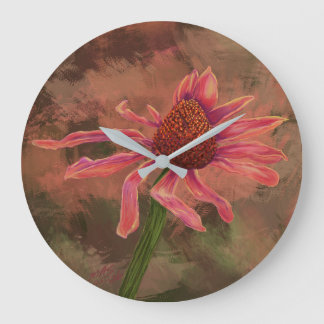 Reloj Redondo Grande Una Echinacea - La Belleza que Envejece