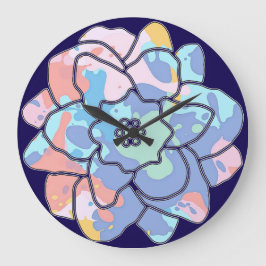 Reloj Redondo Grande Una flor hecha de manchas de pintura