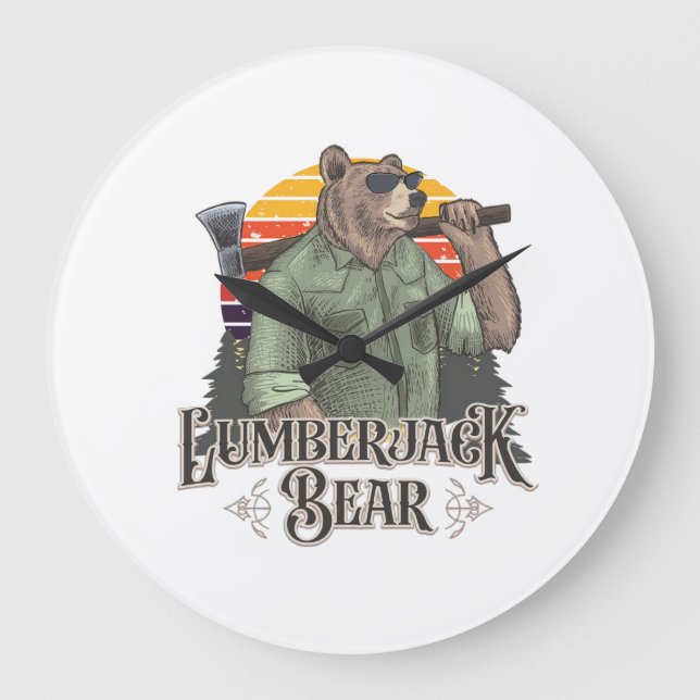 Reloj Redondo Grande Una joya divertida con un oso personalizado (Anverso)