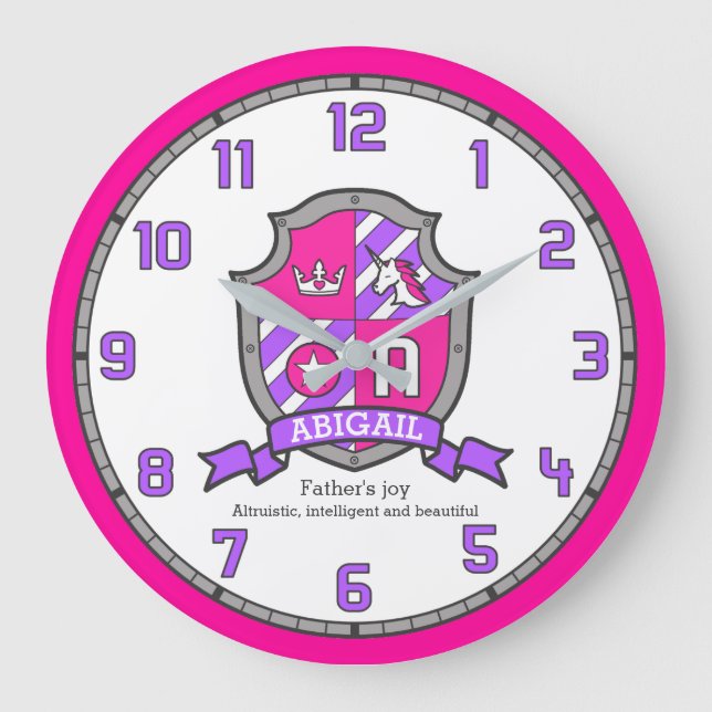 Reloj Redondo Grande Una letra de Abigán Un nombre que significa caball (Anverso)