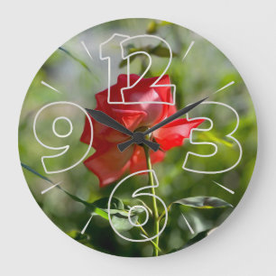Reloj Redondo Grande Una rosa roja
