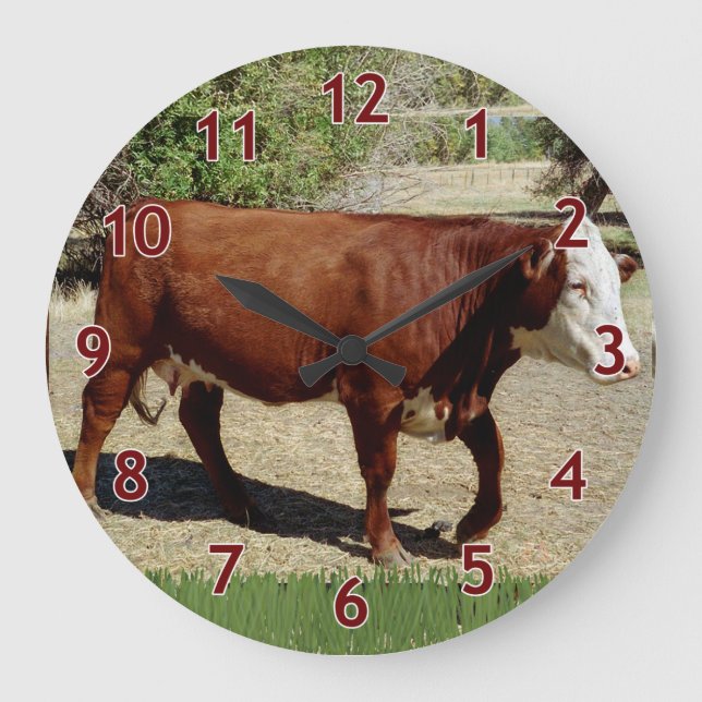 Reloj Redondo Grande Una vaca Heifer (Anverso)
