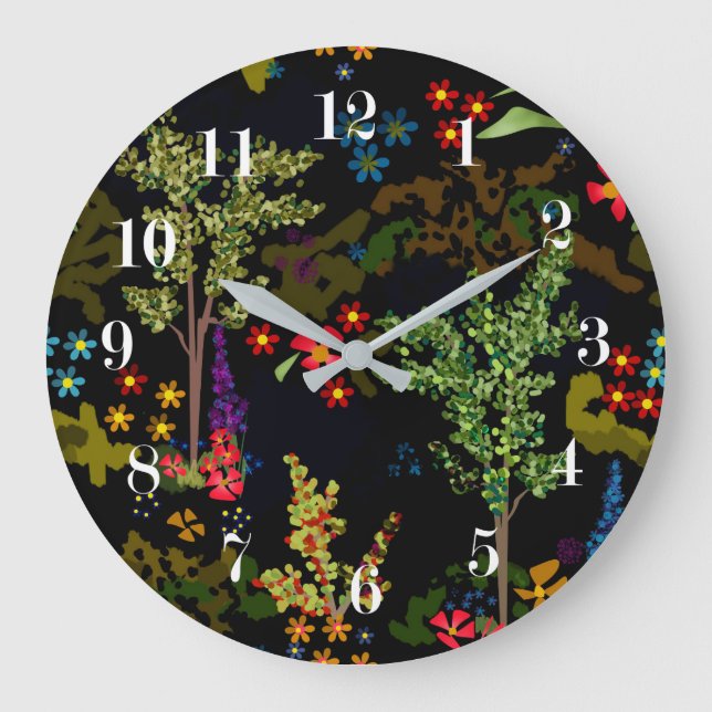 Reloj Redondo Grande Unas hermosas plantas de flores personalizados lin (Anverso)