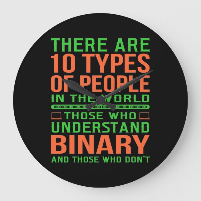 Reloj Redondo Grande Understand Binary Software Programmer Programming (Anverso)