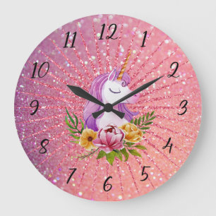 Reloj Redondo Grande Unicorn Glitter