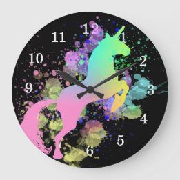 Reloj Redondo Grande Unicorn Rainbow Color Splash Fantasy
