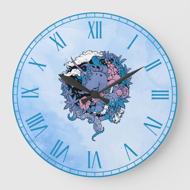 Reloj Redondo Grande Unicornio (Anverso)