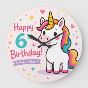 Reloj Redondo Grande Unicornio Caprichoso Cumpleaños Mágico 6