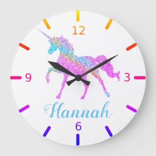 Reloj Redondo Grande Unicornio colorido