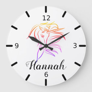 Reloj Redondo Grande Unicornio Colorido